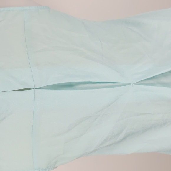 Cue Women's Top Size 6 Mint Green Sleeveless Round Neck Keyhole Button Gathered - Picture 11 of 16